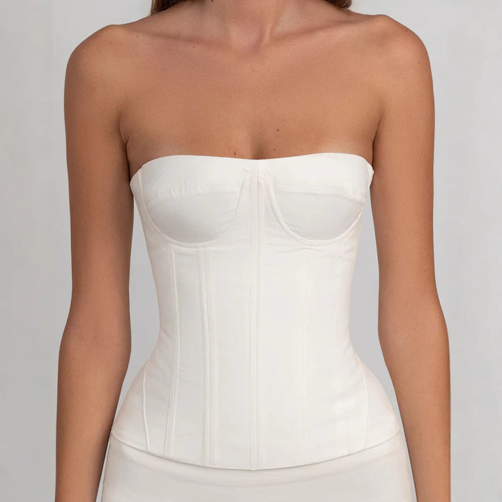 Damen figurbetontes Korsettkleid mit Rüschensaum Drune