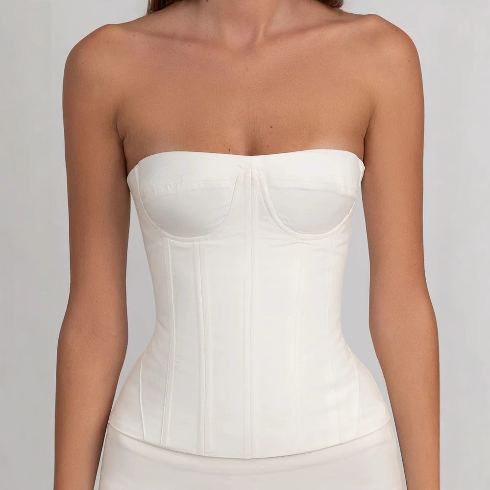 Damen figurbetontes Korsettkleid mit Rüschensaum Drune