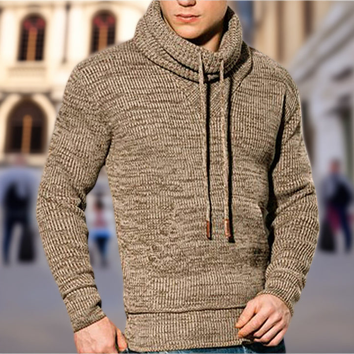 Herren Strickpullover mit hohem Kragen und seitlichen Taschen Drune
