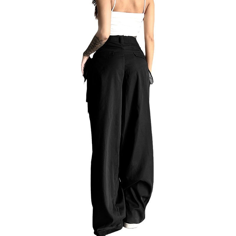 Damen weite Palazzo-Hose mit eleganten Falten und hohem Taillenbund Drune