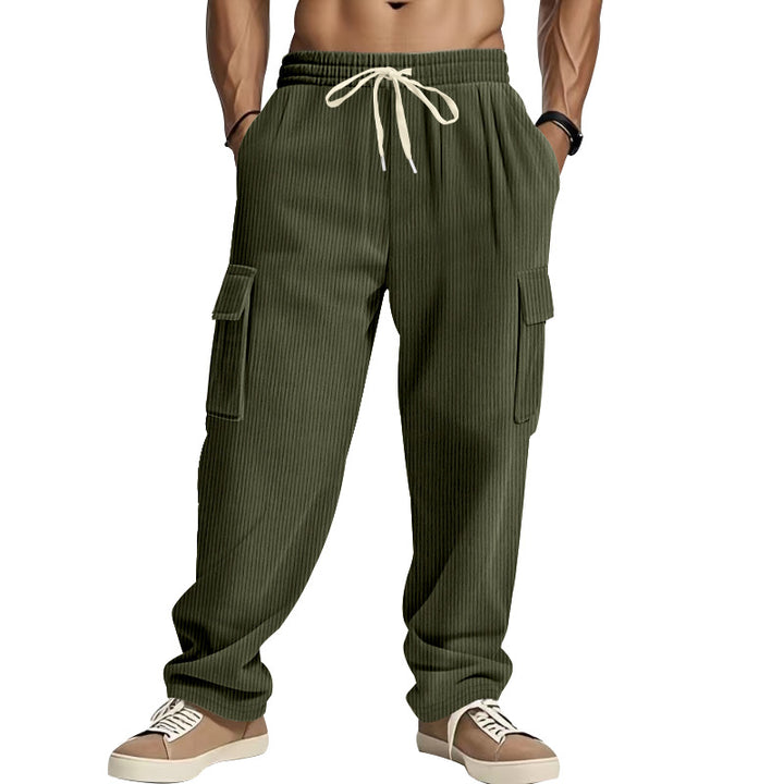 Herren lässige Cargohose mit praktischen Taschen und elastischem Bund Drune
