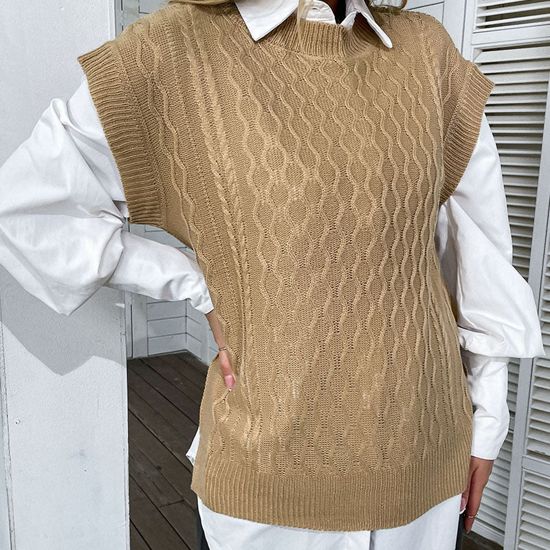 Damen Strickpullover mit hohem Kragen und offenem Schnitt Drune