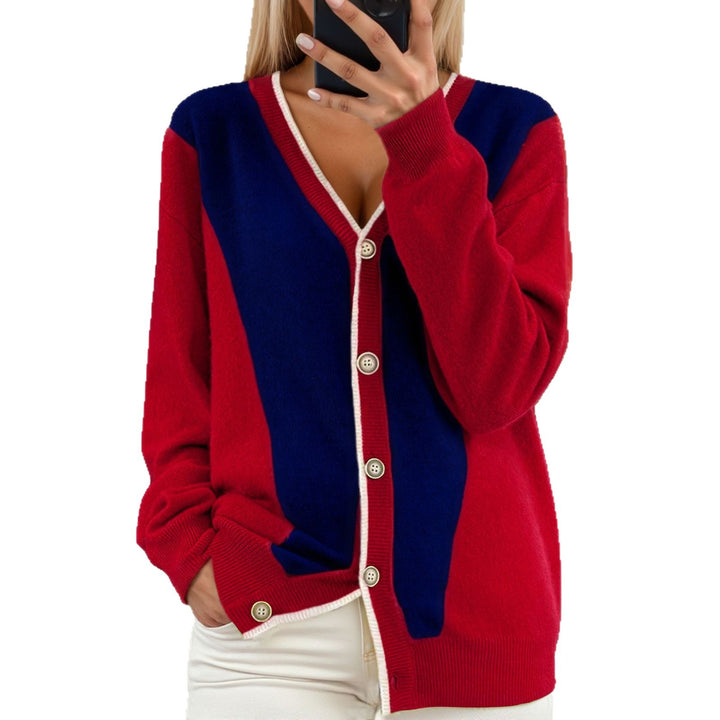 Damen Leichte Strickjacke mit modischem V-Ausschnitt Drune