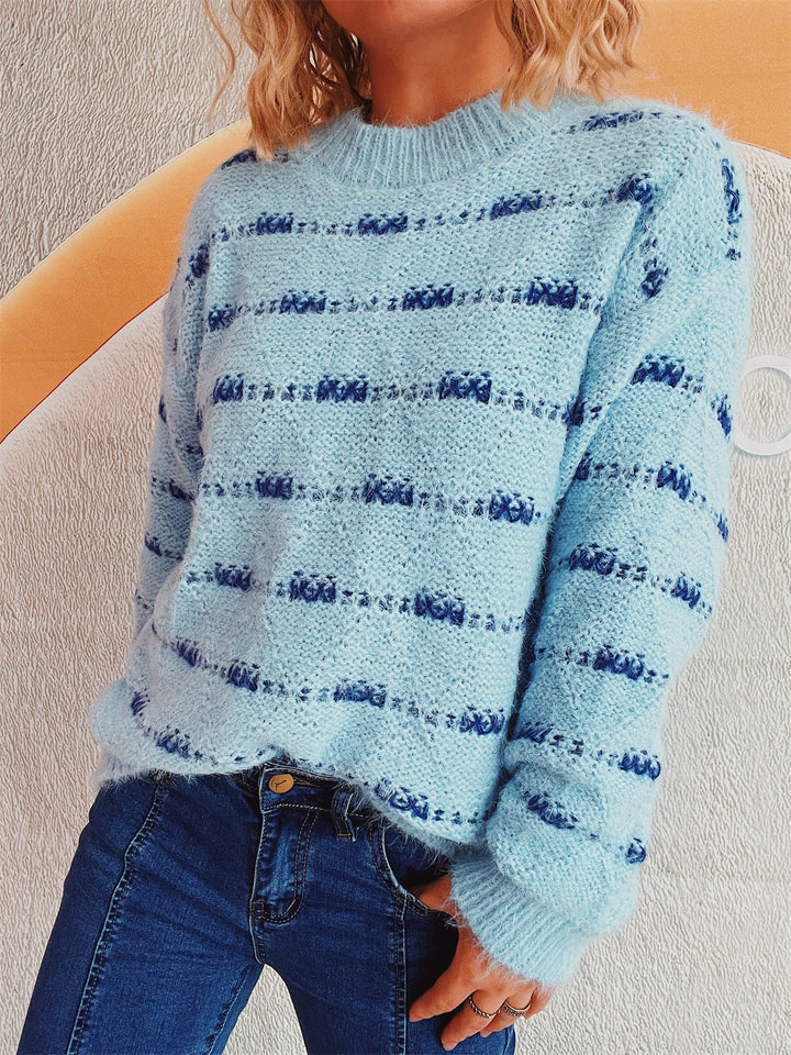 Damen Pullover mit weichem Mohair-Material und modernem Streifenmuster Drune