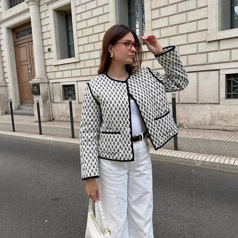 Damen Modische Steppjacke mit kontrastierenden Akzenten Drune