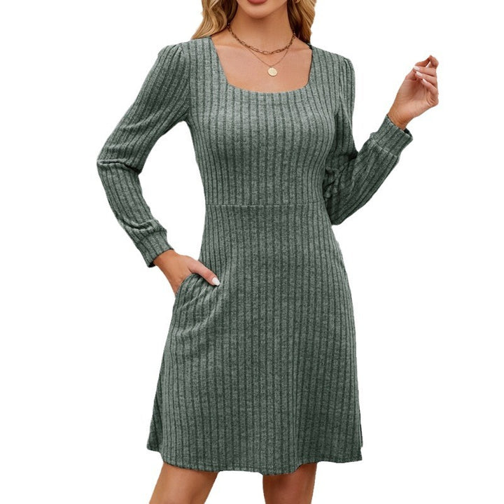 Damen Strickkleid mit Quadrat-Auschnitt und Taschen Drune