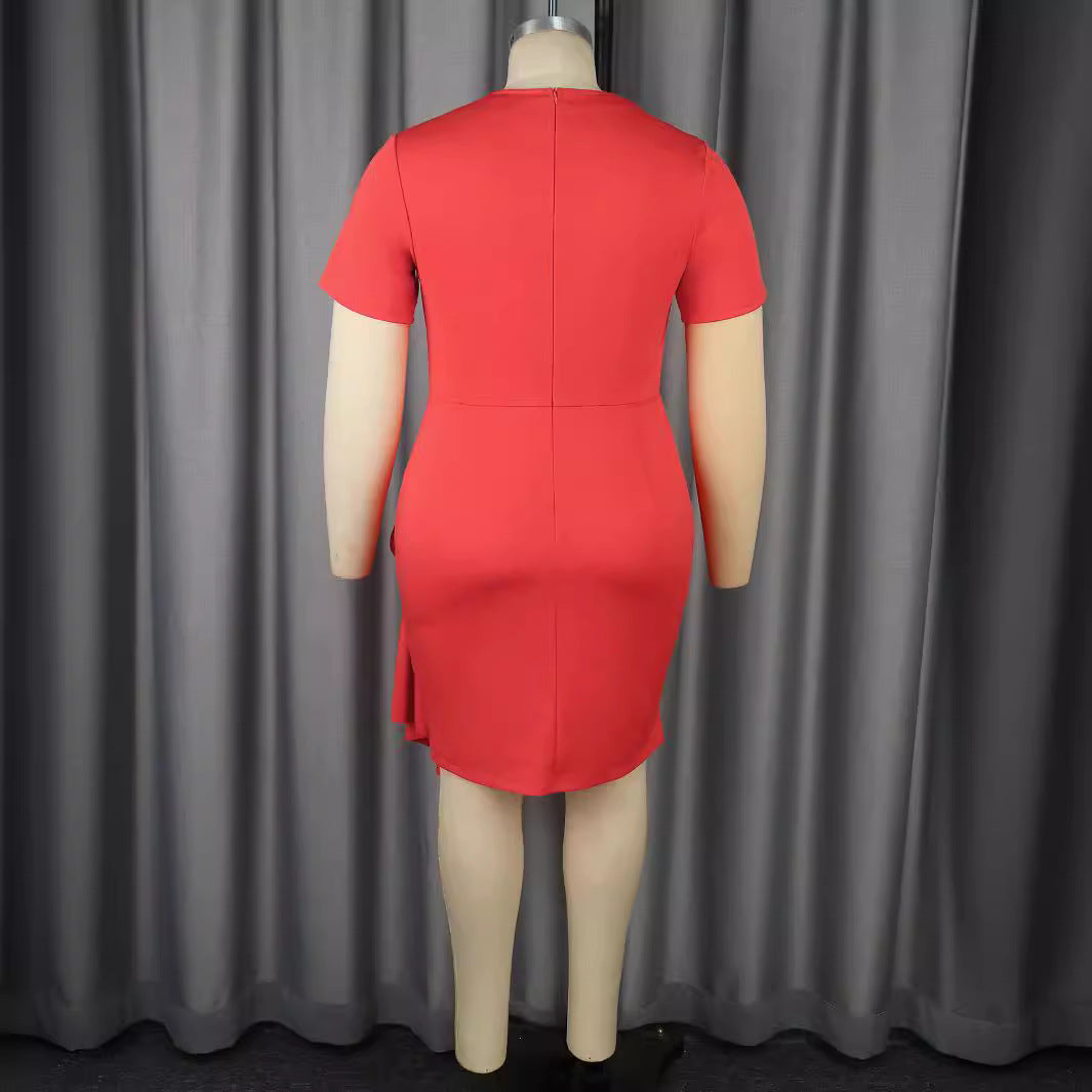 Damen figurbetontes Kleid mit asymmetrischem Drapierungsdetail Drune