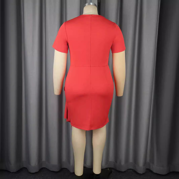 Damen figurbetontes Kleid mit asymmetrischem Drapierungsdetail Drune