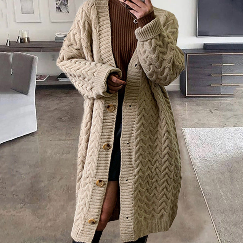 Damen Strickcardigan mit voluminösem Zopfdesign und praktischen Knopfverschlüssen Drune