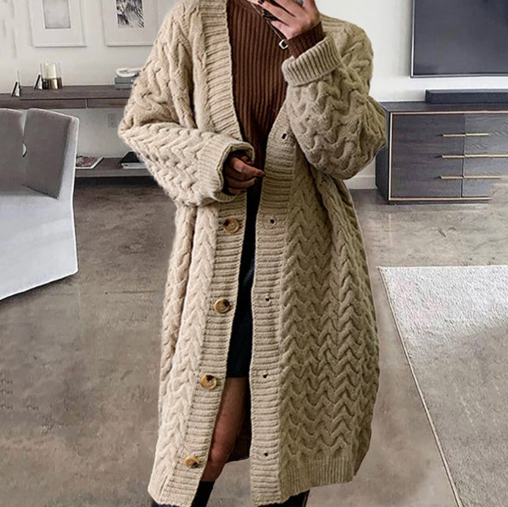 Damen Strickcardigan mit voluminösem Zopfdesign und praktischen Knopfverschlüssen Drune