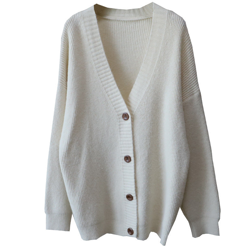 Drune | Cardigan - Damen Herbst Oversized Knopf-Cardigan mit Rippstrick