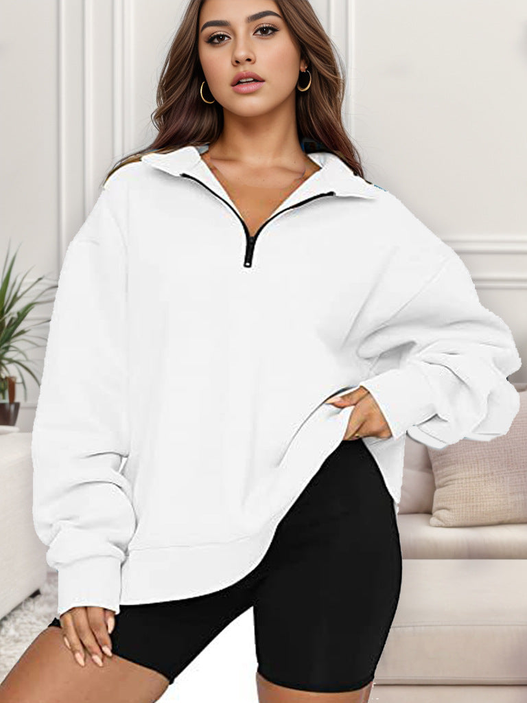 Damen Oversized Sweatshirt mit Stehkragen Drune