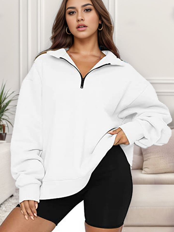 Damen Oversized Sweatshirt mit Stehkragen Drune