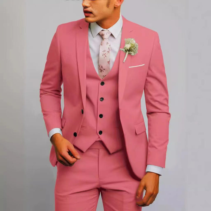 Herren nan dreiteiliges Business-Anzugset mit tailliertem Einreiher-Sakko, schmal geschnittener Weste und elegant geschnittener Anzughose Drune
