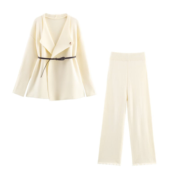 Damen modisches Zweiteiliges Outfit mit eleganter Jacke und weitem Hosenanschnitt Drune