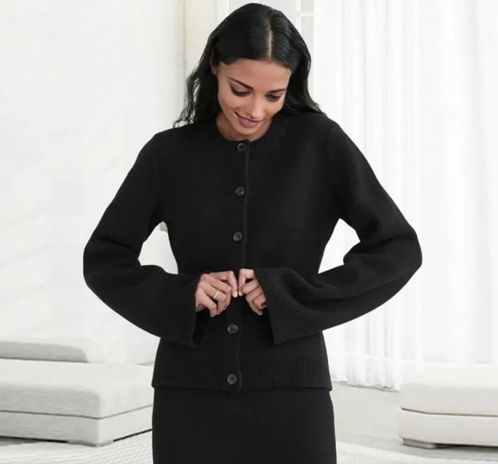 Damen Elegante Strickjacke mit weitem Schnitt und Knopfdetails Drune
