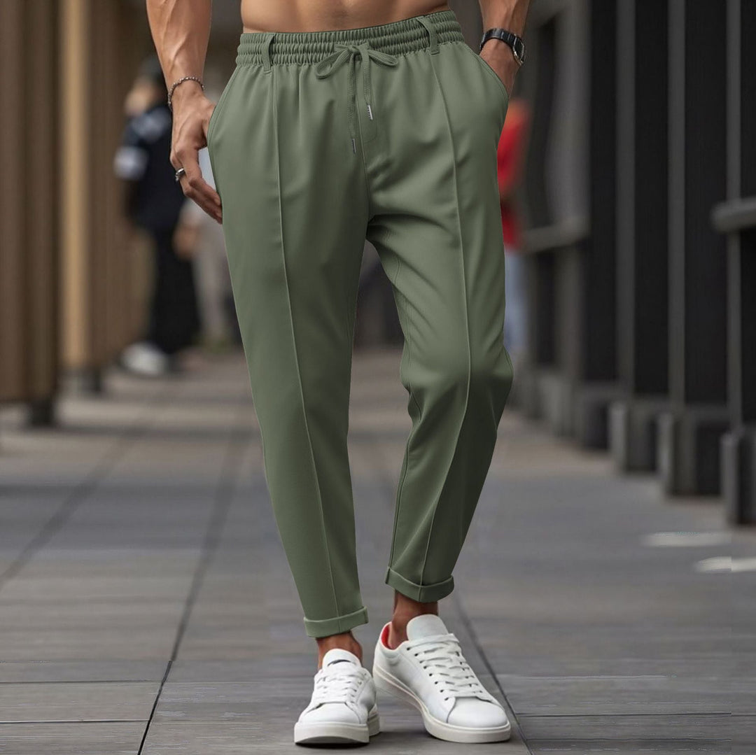 Drune | Herren Gerade Passform Elastischer Bund mit Kordelzug Weicher Baumwollmix
