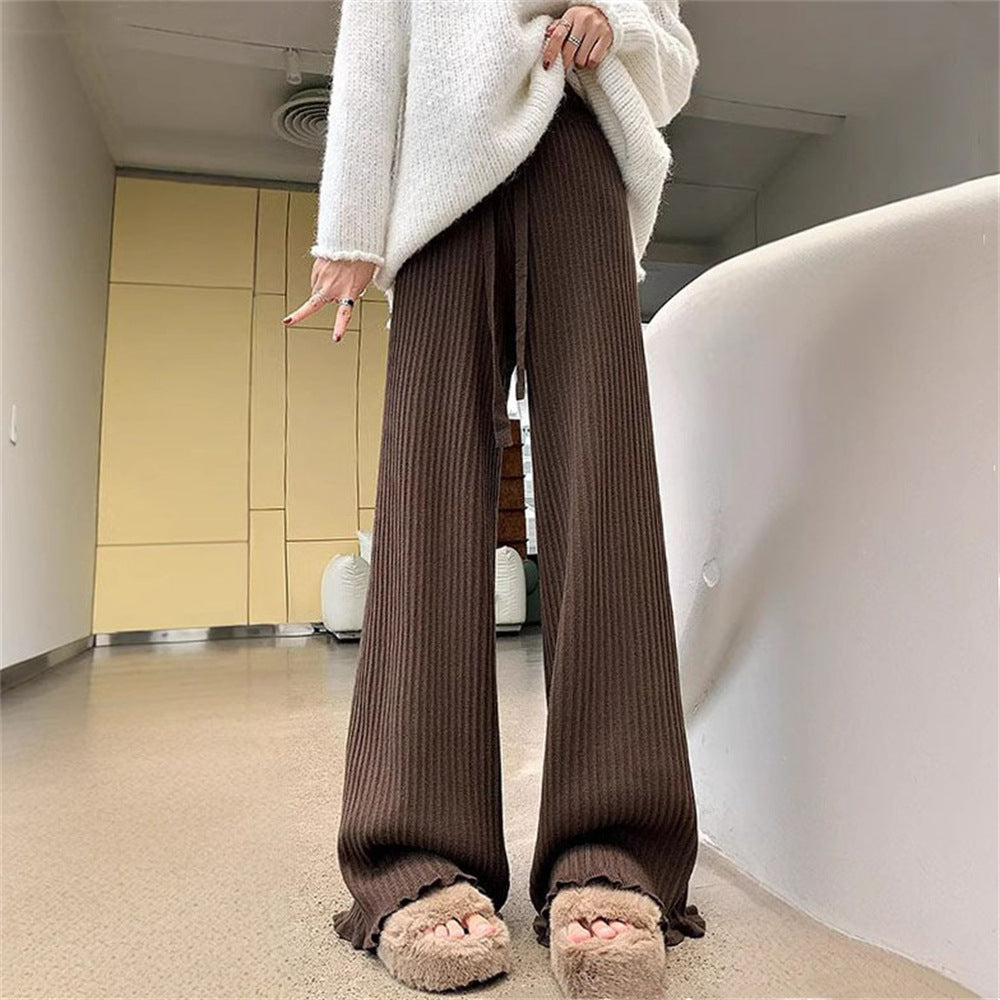 Damen Fließende Strickhose mit weichem Material und elegantem Saum Drune
