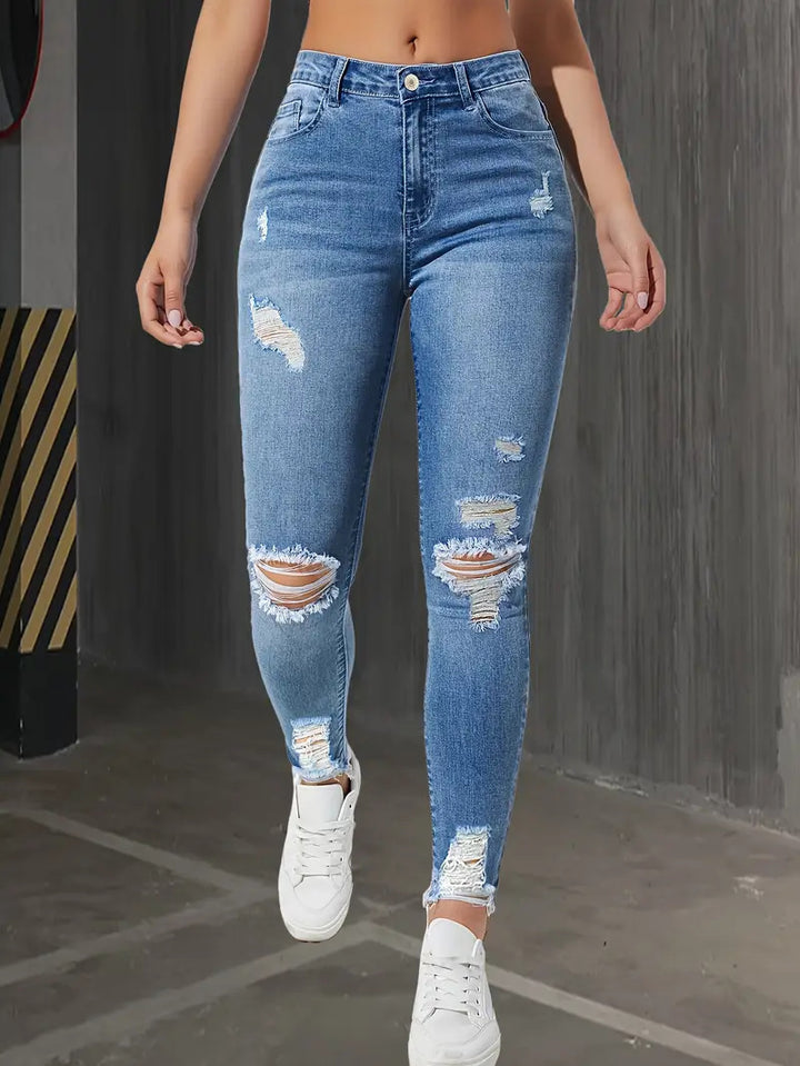 Drune | Ripped Raw Edge Skinny Jeans