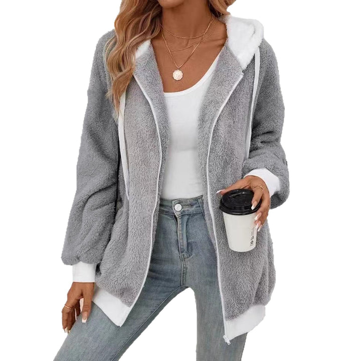 Damen Kuschelige Fleecejacke mit Kapuze und praktischen Taschen Drune