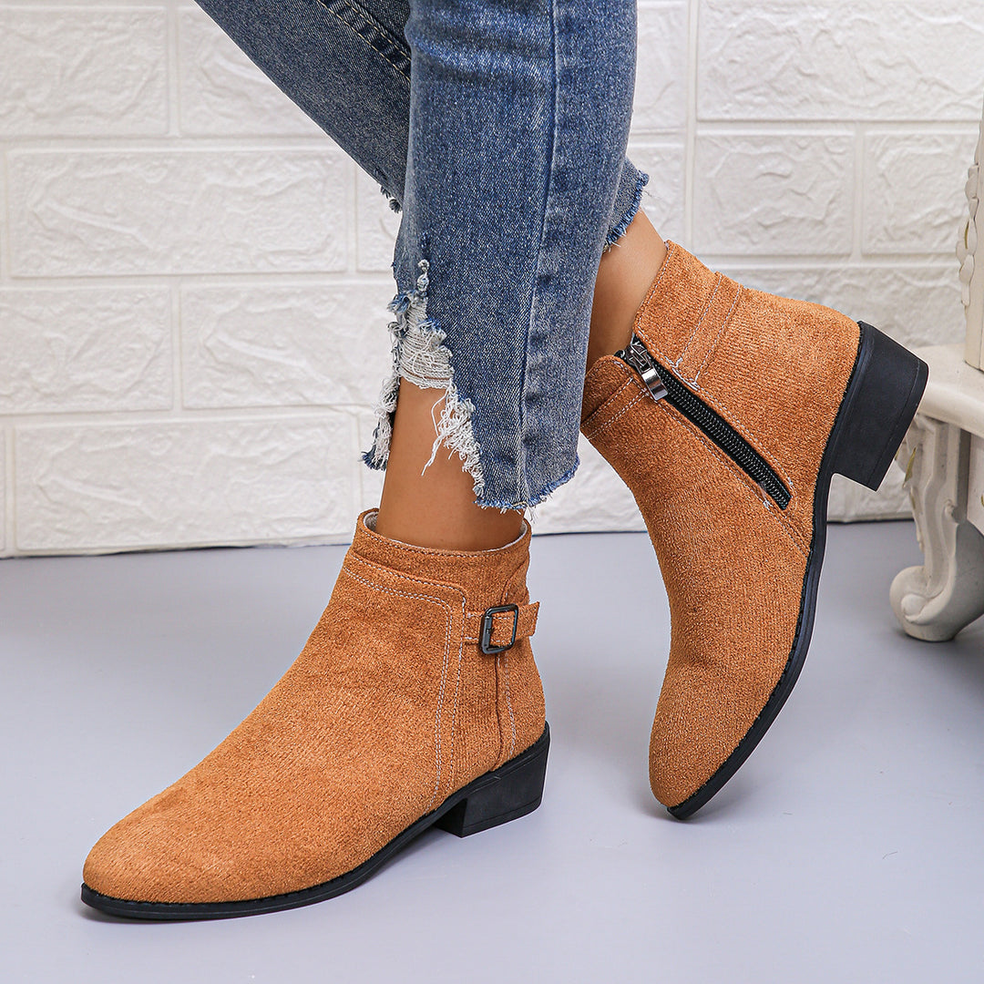 Damen Leo-Muster Ankle Boots mit Reißverschluss und Blockabsatz Drune