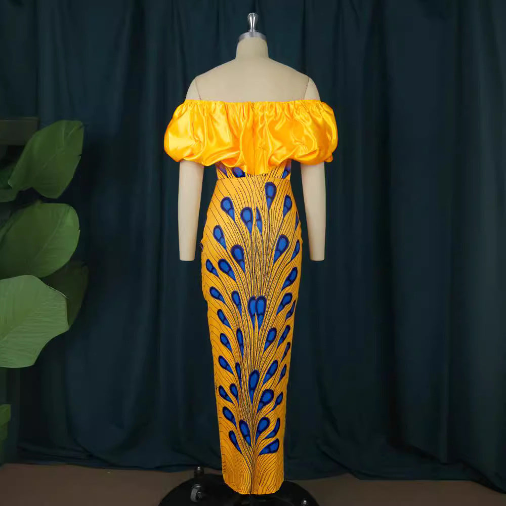 Damen Elegantes Abendkleid mit schulterfreiem Design und voluminösem Rüschensaum Drune