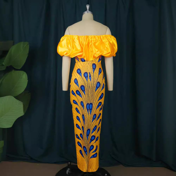 Damen Elegantes Abendkleid mit schulterfreiem Design und voluminösem Rüschensaum Drune