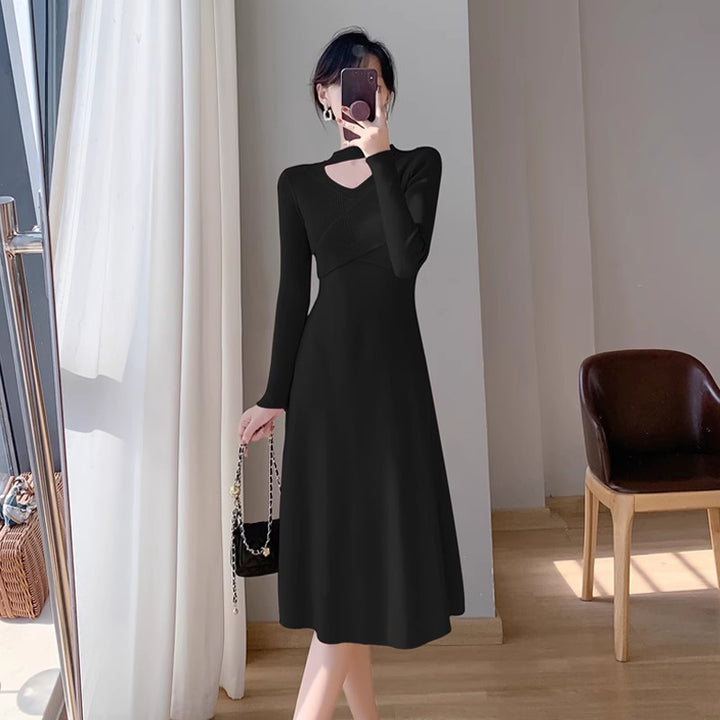Damen elegantes, figurbetontes Wickelkleid Drune
