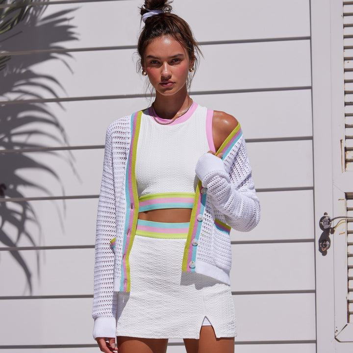 Damen sportliches Crop-Top und Minirock Set Drune