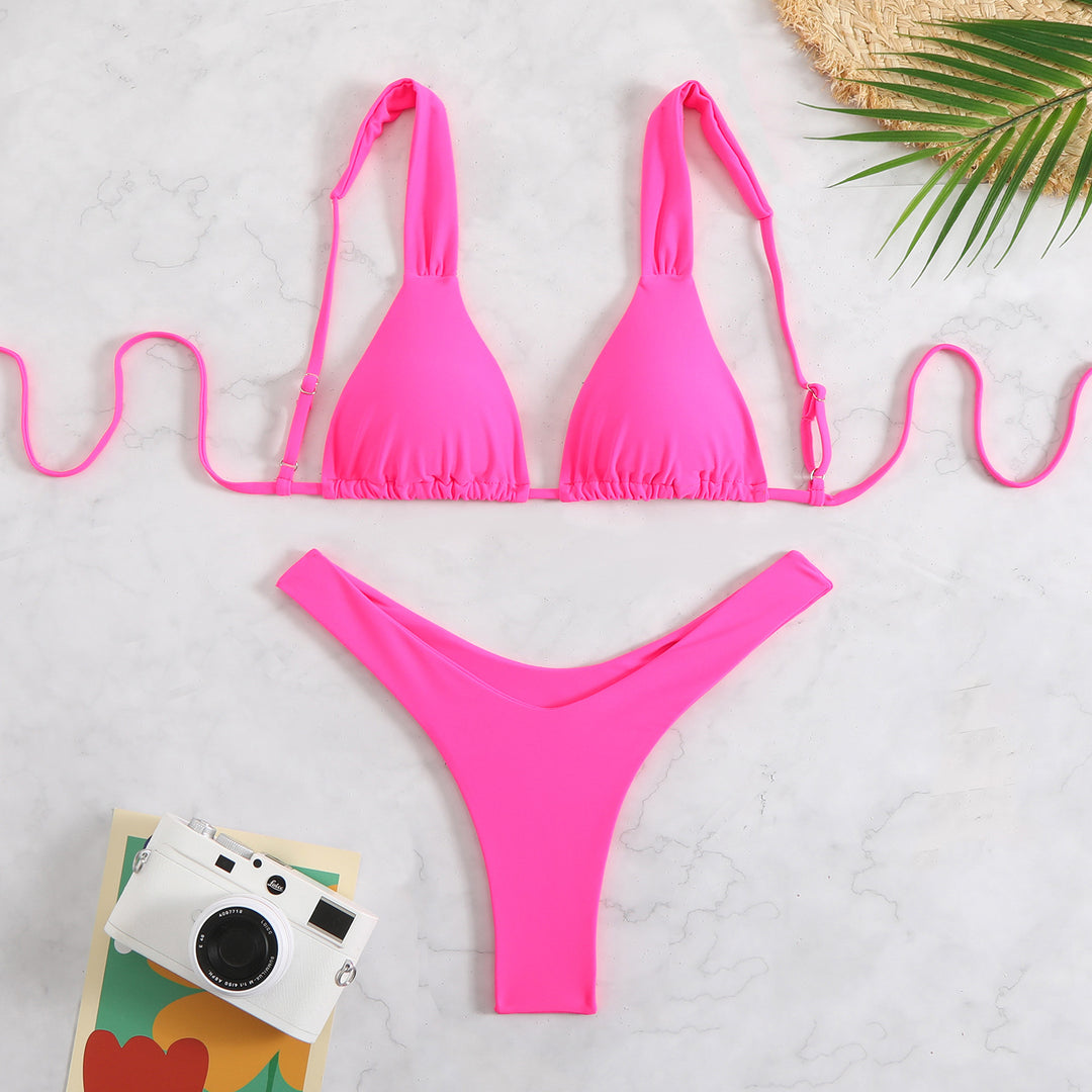 Damen Triangel-Bikini-Set mit verstellbaren Trägern und trendigem Muster Drune