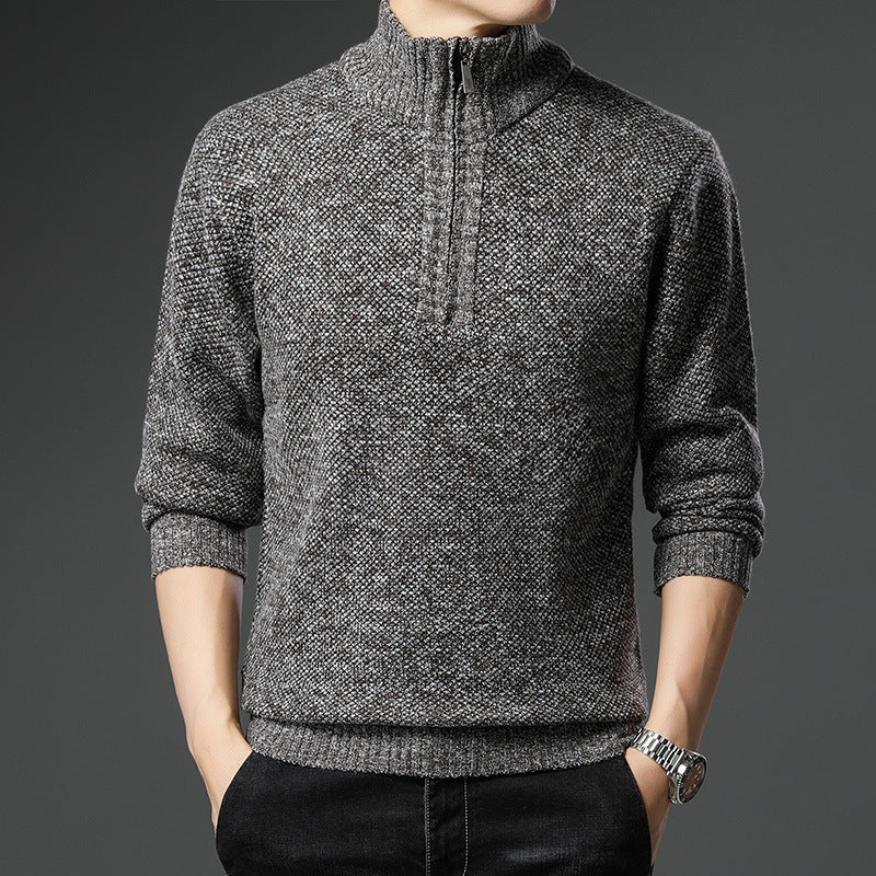 Herren modischer Pullover mit halb hochschließendem Reißverschluss und strukturiertem Design Drune