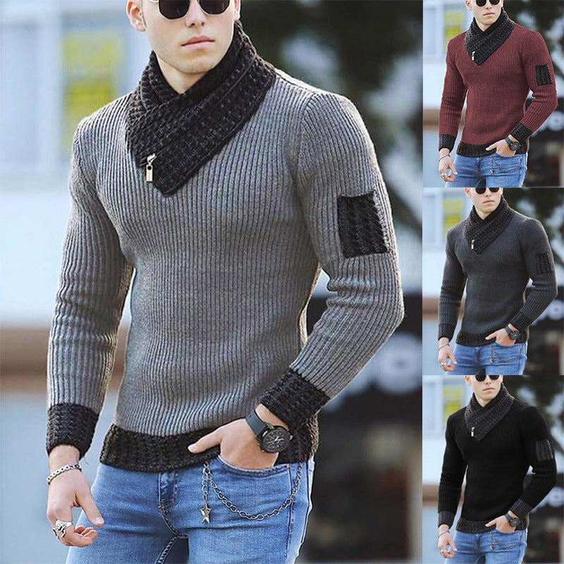 Herren strukturierter Pullover mit modernem Stehkragen Drune