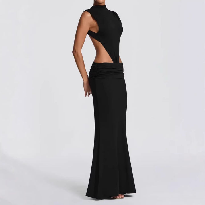 Damen Langes Maxi-Kleid mit raffinierten Cut-Outs und Raffung Drune