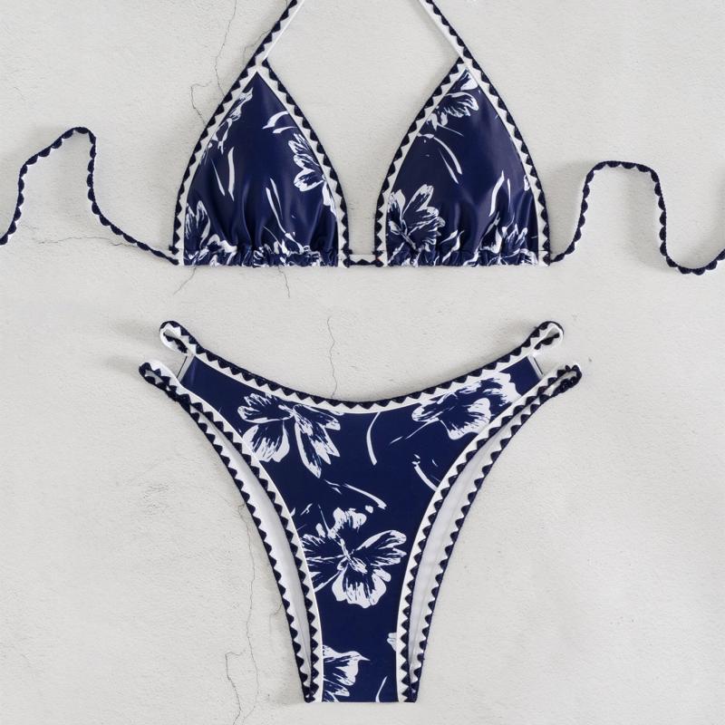 Damen Triangel-Bikini mit floralem Design und verstellbaren Trägern Drune