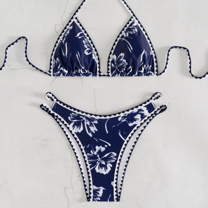 Damen Triangel-Bikini mit floralem Design und verstellbaren Trägern Drune