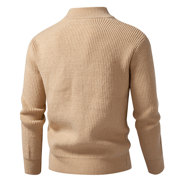 Herren nan Zip-Strickjacke mit dekorativem Zopfmuster, Stehkragen und elastischen Bündchen Drune