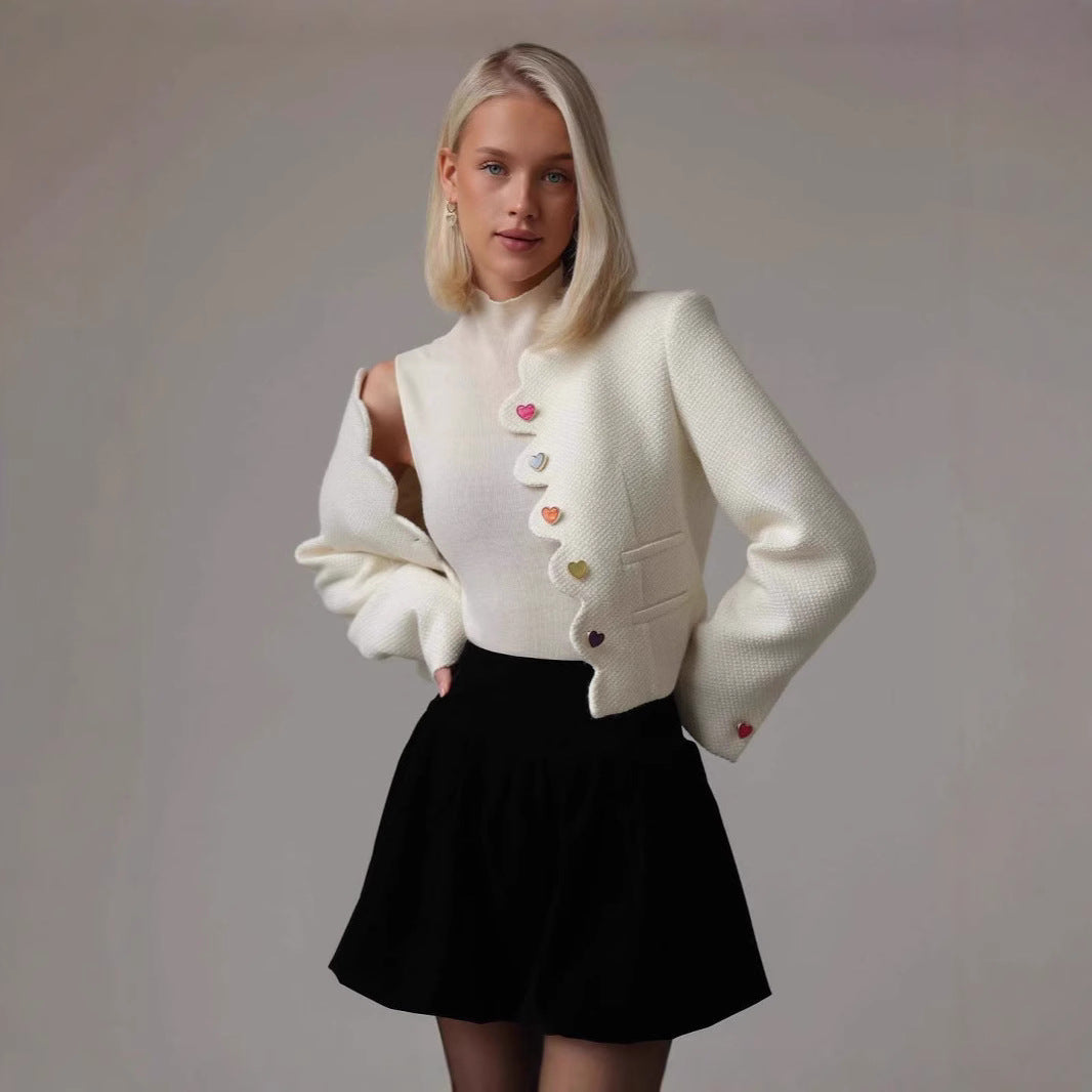 Damen Figurbetonte Jacke mit einzigartigem Knopfdesign Drune