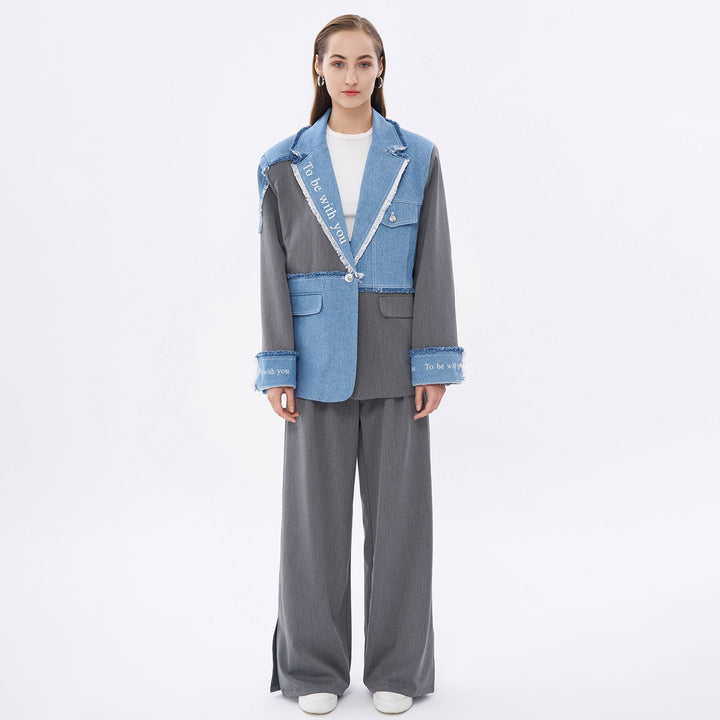 Damen Modischer Blazer mit lässigen Denim-Akzenten und eleganten Details Drune