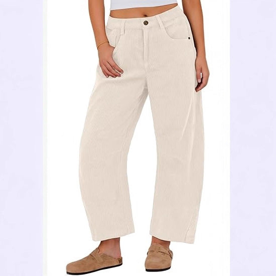 Damen Weite Cordhose mit seitlichen Eingrifftaschen Drune