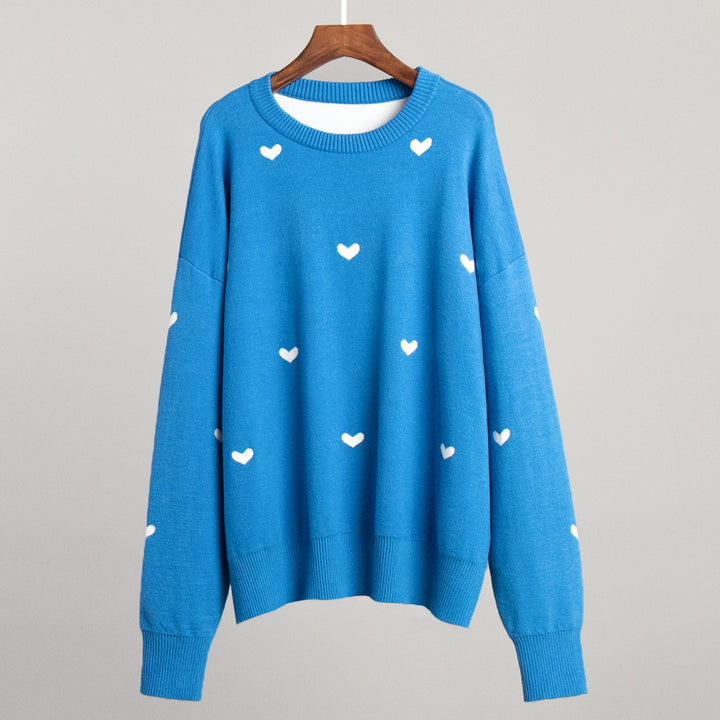 Damen gemütlicher Oversized pullover mit Herzmuster Drune