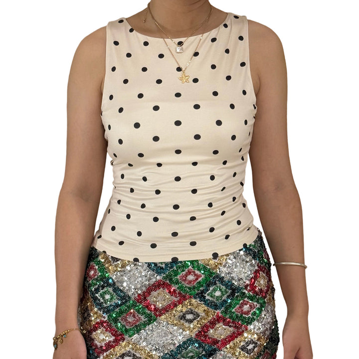 Damen Polka-Dots Tanktop mit figurbetontem Schnitt Drune