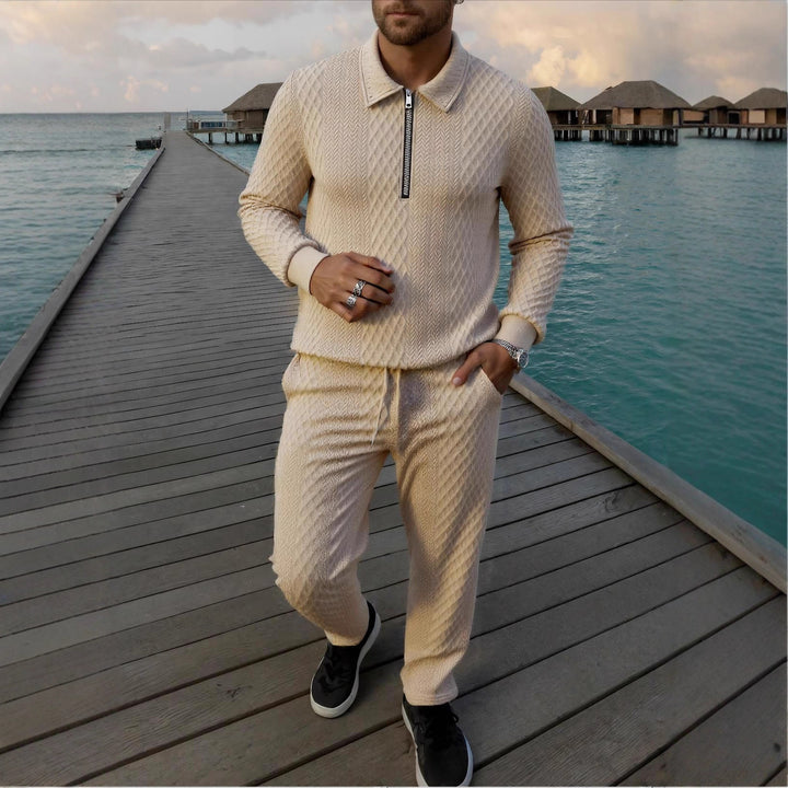 Herren Elegantes Strickanzug aus atmungsaktivem Material mit Stehkragen Drune
