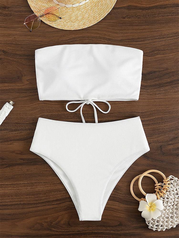 Damen Bandeau-Bikini mit verstellbarem Höschen und raffiniertem Design Drune