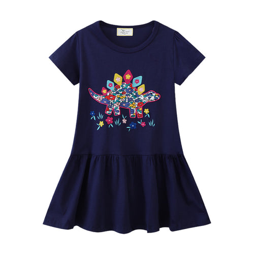 Mädchen Freizeitkleid mit originellem Dinosaurier-Stickdesign Drune