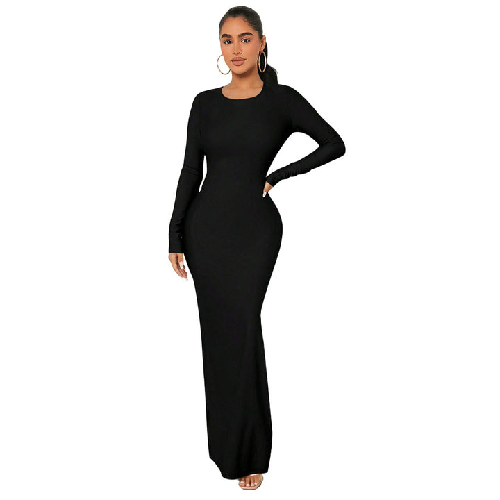 Damen Elegantes langärmliges Maxikleid Drune