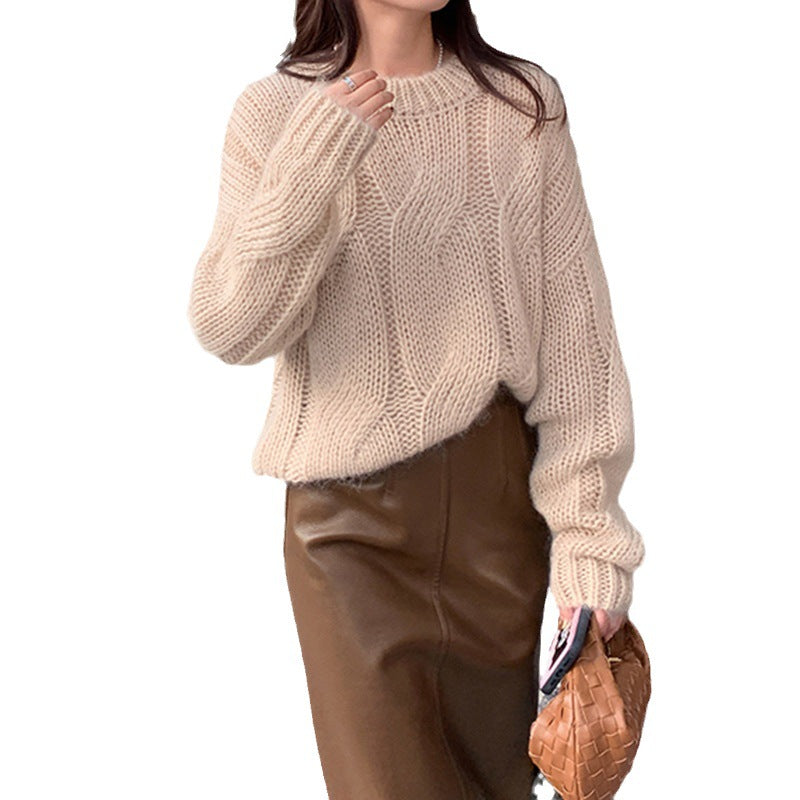 Damen Grobstrickpullover mit Zopfdesign und weichem Schnitt Drune