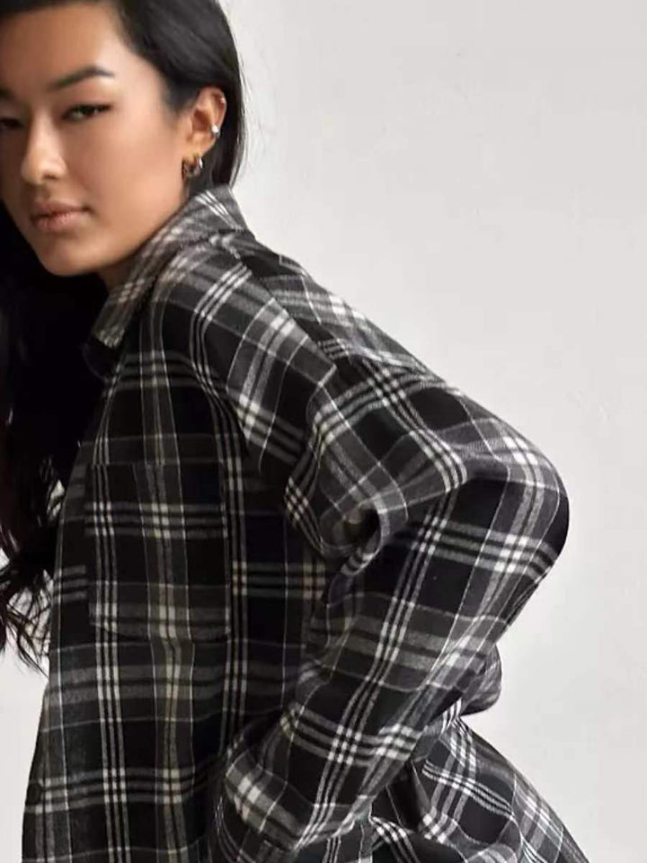 DamenOversized Karo-Hemdbluse Drune