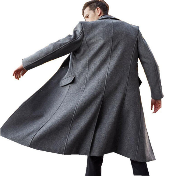 Herren eleganter Wollmantel im klassischen Schnitt mit tiefem Revers Drune