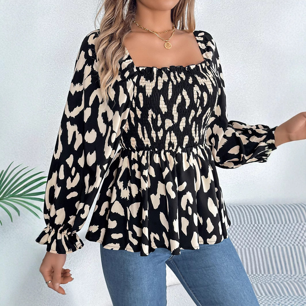 Damen Schnüpfbluse mit weitem Schnitt und modischem Animal-Print Drune
