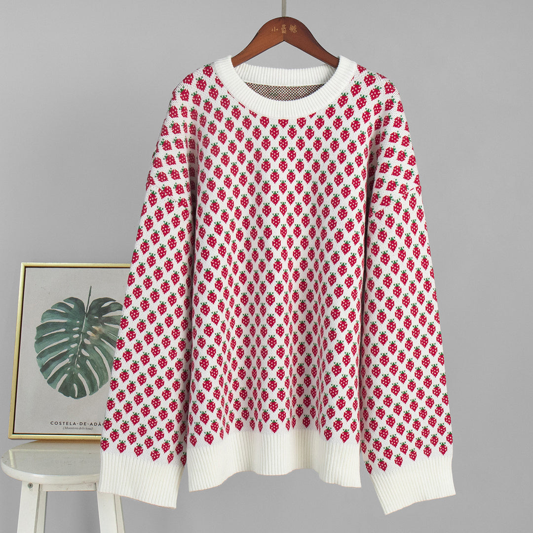 Damen Oversized Pullover mit floralem Muster Drune